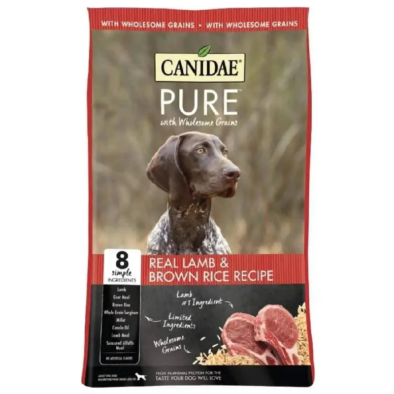 Grain-free dog food with quinoa and lentils for a nutritious, digestible meal-CANIDAE PURE with Wholesome Grains Real Lamb & Brown Rice Recipe Dry Dog Food