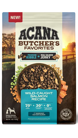 Limited ingredient dog food with duck for easy digestion and fewer allergens-ACANA Butcher's Favorites Kibble & Jerky: Wild-Caught Salmon