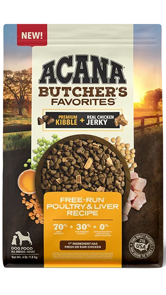 Best dog food with no artificial flavors for a healthier, more natural diet-ACANA Butcher's Favorites Kibble & Jerky: Free-Run Poultry & Liver