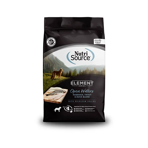 Dog food with flaxseed for healthy coat and heart support-Nutri Source ELEMENT Open Waters