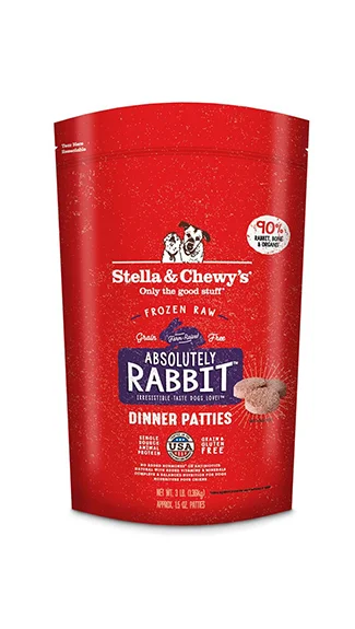 High-quality dog food with prebiotics to promote good gut health-Stella & Chewy's Frozen Dinner Patties: Absolutely Rabbit