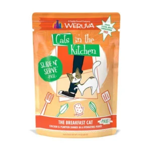 Premium dog food with omega-6 fatty acids for healthy skin and fur-Weruva Cats in the Kitchen Pate's The Breakfast Cat Chicken & Pumpkin Recipe Cat Food Pouches 3 oz