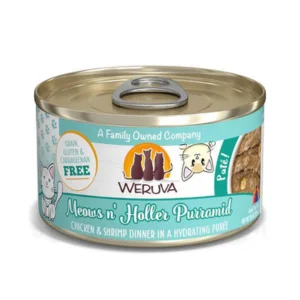 Best dog food with probiotics for a balanced gut microbiome and immune system-Weruva Classics Pate's Meows n' Holler Purramid Chicken & Shrimp Recipe in Hydrating Puree Canned Cat Food