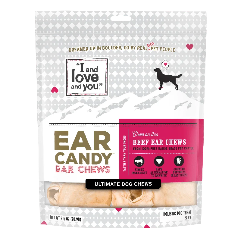 Dog food with added coconut oil for healthy skin, coat, and digestion-Ear Candy Beef Ear Chews