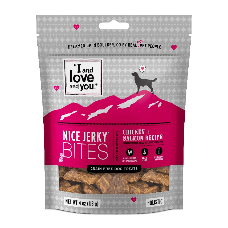 Best dog food for food-sensitive dogs with hypoallergenic ingredients-Nice Jerky! - Chicken + Salmon