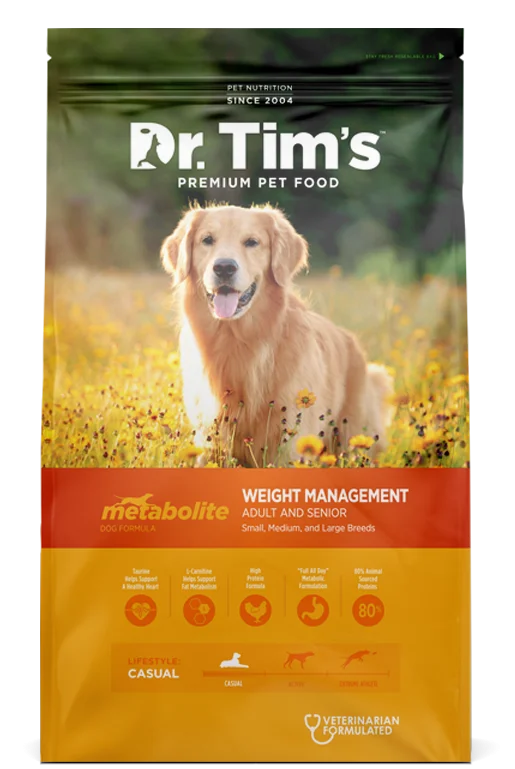 High-protein dog food with turkey for building lean muscle mass-Dr. Tim's Metabolite Weight Management Formula Dry Dog Food