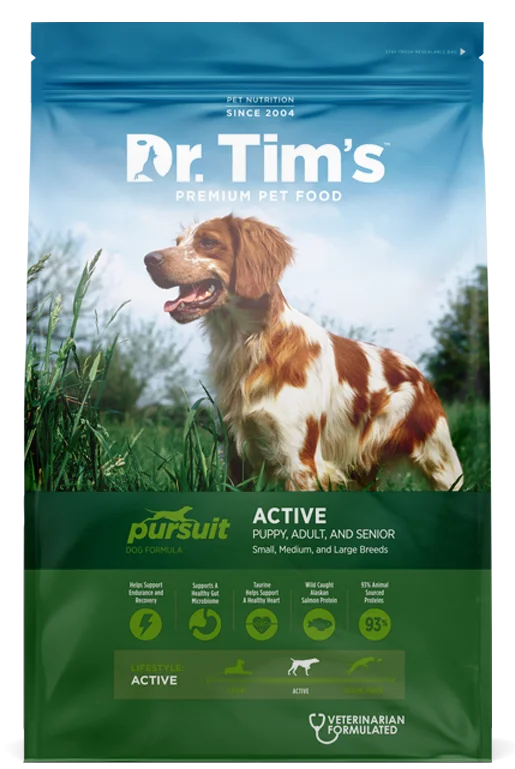 Best dog food with antioxidants to support a healthy immune system-Dr. Tim's Pursuit Active Dry Dog Food