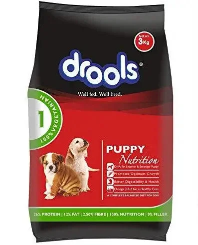 Best dog food for food-sensitive dogs with hypoallergenic ingredients-Drools 100% Vegetarian all ages Dog Food, 3kg