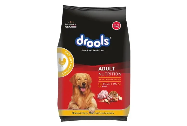 Best dog food for active dogs with high protein and energy levels-Drools Chicken and Egg Adult Dog Food, 3 kg