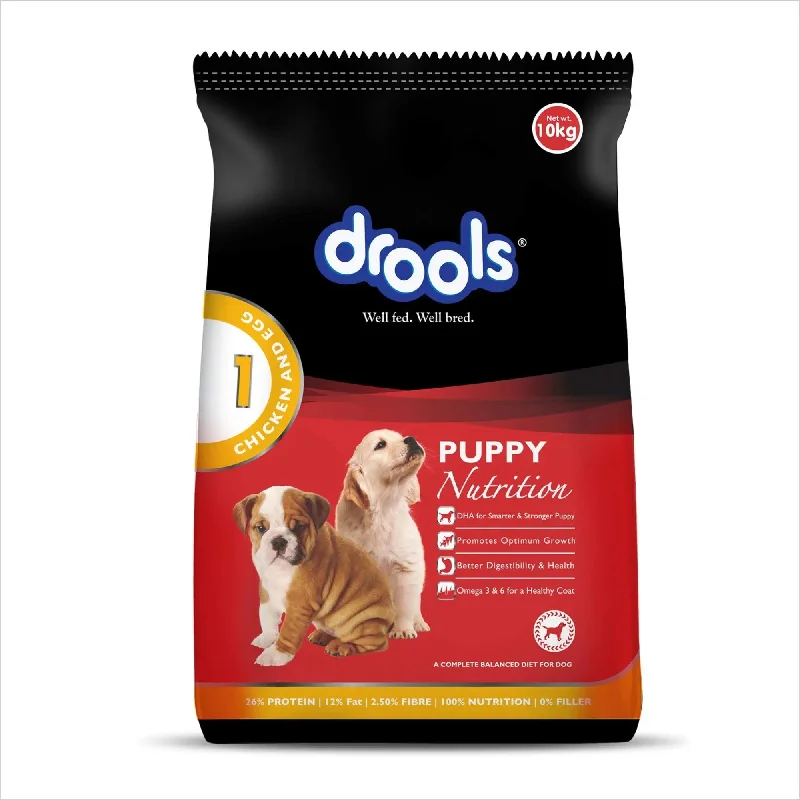 Wet dog food with lamb and rice for easy digestion and flavor-Drools Chicken and Egg Puppy Dog Food, 10kg +1kg free