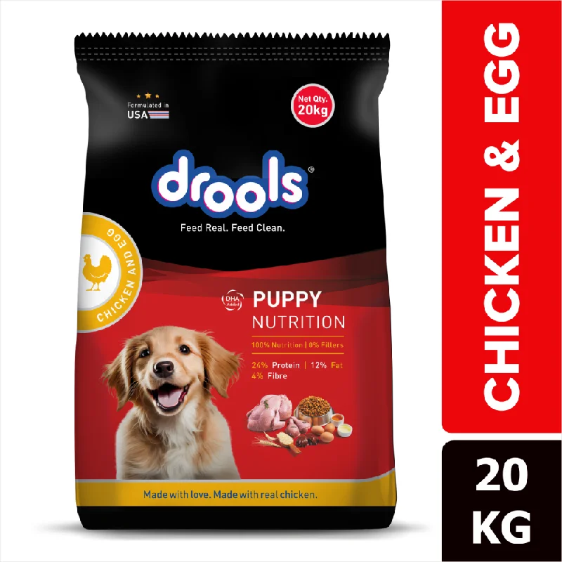 Dog food with added coconut oil for healthy skin, coat, and digestion-Drools Chicken and Egg Puppy Dog Dry Food