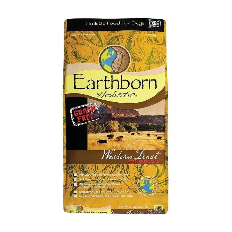 Best dog food for large breeds with joint support and balanced nutrients-Earthborn Holistic® Western Feast™ with Beef Meal 28 Lbs