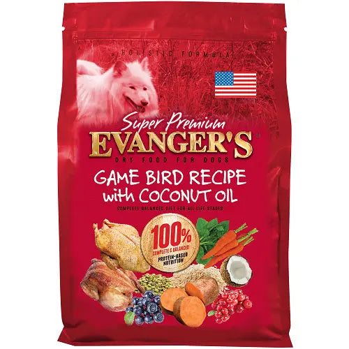 Best dog food with antioxidants to support a healthy immune system-Evanger's Super Premium Game Bird Recipe with Coconut Oil Dry Dog Food