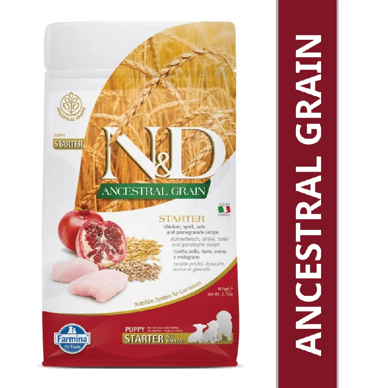 Grain-free dog food with turkey for a low-fat, high-protein diet-Farmina N&D Chicken & Pomegranate Ancestral Grain Starter Puppy Dog Dry Food