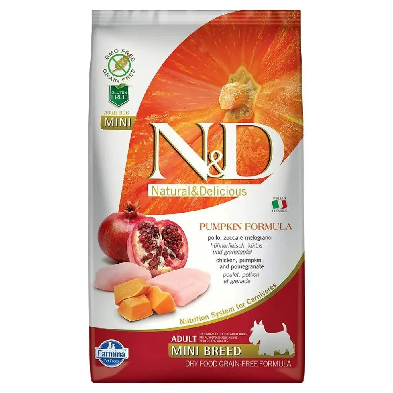 Best dog food for dogs with yeast infections with antifungal ingredients-Farmina N&D Grain Free Pumpkin Chicken and Pomegranate Adult Food, 2.5 kg (Mini)