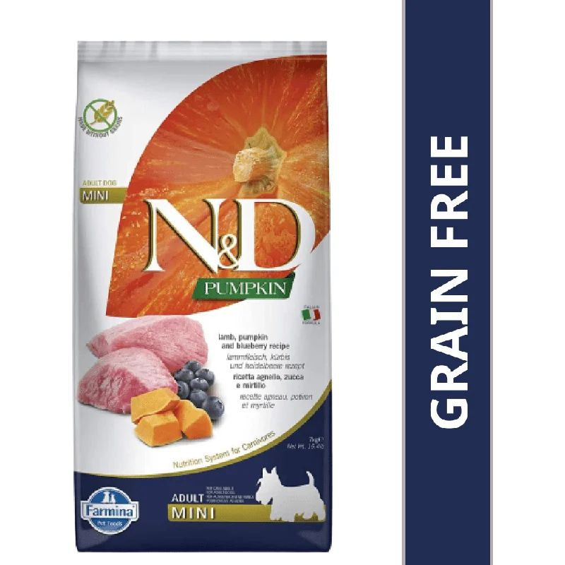 High-protein dog food with venison for muscle maintenance and energy-Farmina N&D Pumpkin Lamb & Blueberry Grain Free Adult Mini Dog Dry Food