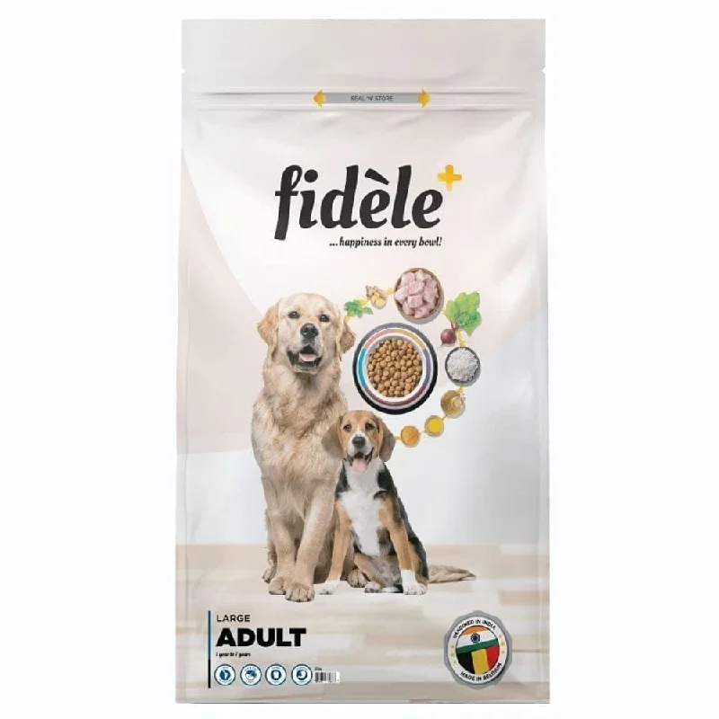 Dog food with chia seeds for added fiber and omega fatty acids-Fidele Plus Adult Large Dog Dry Food