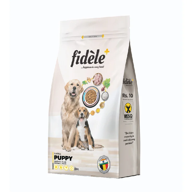 Healthy dog food with omega-3 fatty acids for shiny coats-Fidele Plus Large Puppy Dry Food