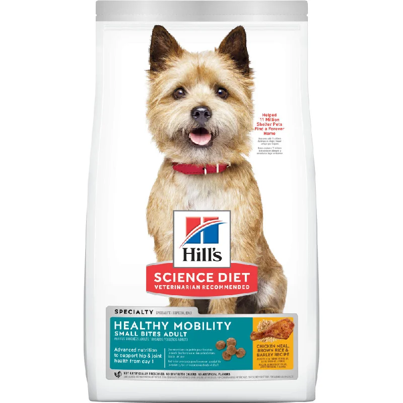 High-protein dog food with turkey for building lean muscle mass-Hill's Science Diet Adult Healthy Mobility Small Bites Chicken Meal, Brown Rice, & Barley Recipe Dry Dog Food