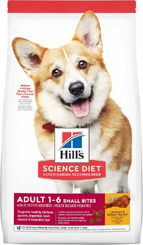 Best dog food for senior dogs with joint support and vitamins-Hill's Science Diet Adult Small Bites Chicken & Barley Recipe Dry Dog Food