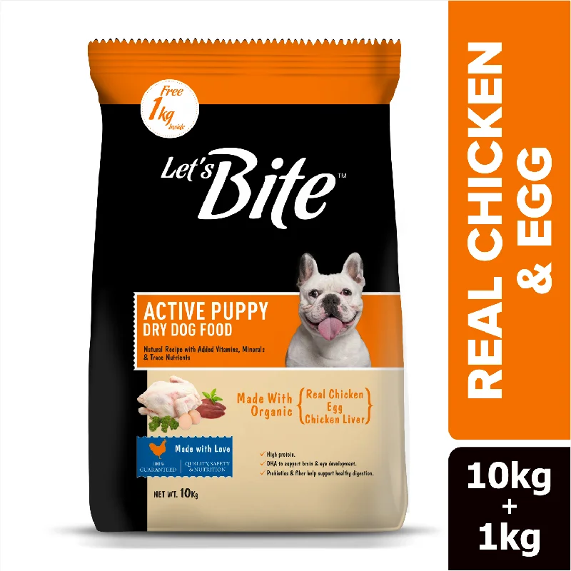 Best dog food for dogs with IBS with easily digestible, gentle ingredients-Let's Bite Active Puppy Chicken Dog Dry Food