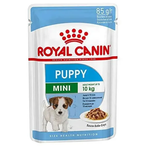 Dog food with flaxseed for healthy coat and heart support-Royal Canin Mini Puppy Wet Gravy Pouch 1.02 kg (85 gm X 12)