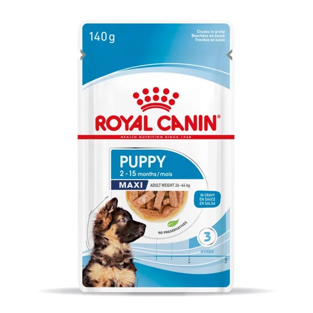 Best dog food for dogs with digestive issues with easily digestible protein-Royal Canin Maxi Puppy Gravy