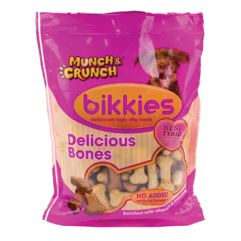 Best dog food with added vitamins and minerals for overall health support-MUNCH & CRUNCH DOG BIKKIES DELICIOUS BONES 400 GM