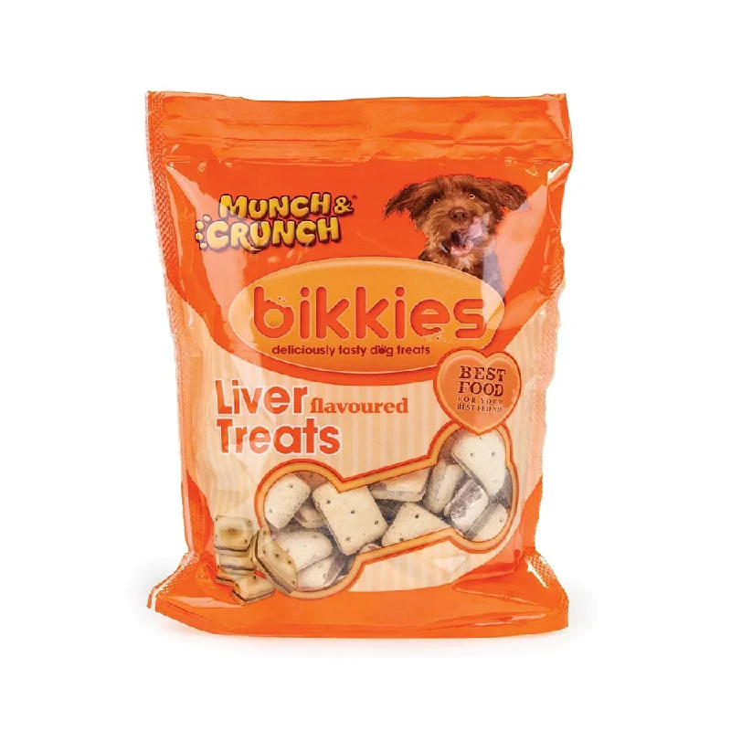 Best dog food for dogs with skin allergies to reduce itching and dryness-MUNCH & CRUNCH DOG BIKKIES LIVER TREATS 300 GM