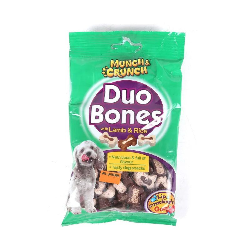 Best dog food for dogs with diabetes with low-glycemic ingredients-MUNCH & CRUNCH DOG FOOD DUO BONES WITH LAMBS & RICE 140 GM