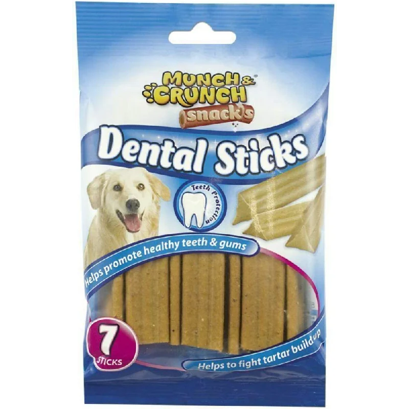 Grain-free dog food with sweet potatoes for better digestion and energy-MUNCH & CRUNCH DOG TREATS DENTAL STICKS 7PC 180 GM