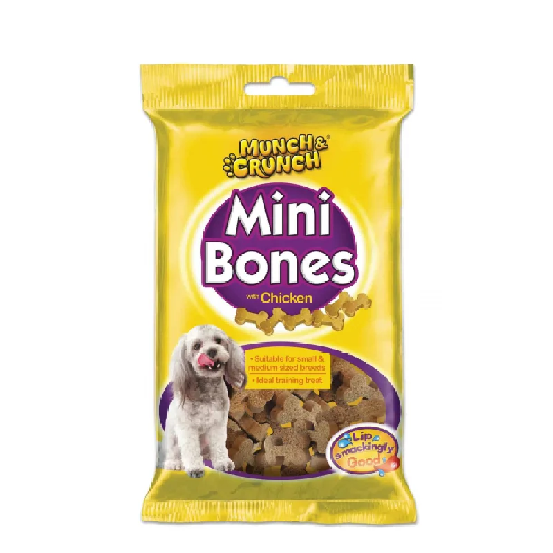 High-quality dog food with added glucosamine for hip and joint health-MUNCH & CRUNCH MINI BONES WITH CHICKEN 140 GM