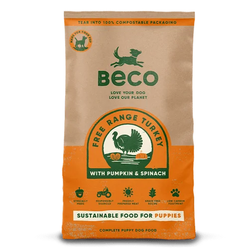 Wet dog food with beef and potatoes for a hearty, filling meal-Natural Dry Puppy Food - Free Range Turkey With Pumpkin & Spinach