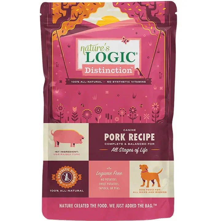 Grain-free dog food with sweet potatoes for better digestion and energy-Nature’s Logic Distinction™ Canine Pork Recipe Dry Dog Food