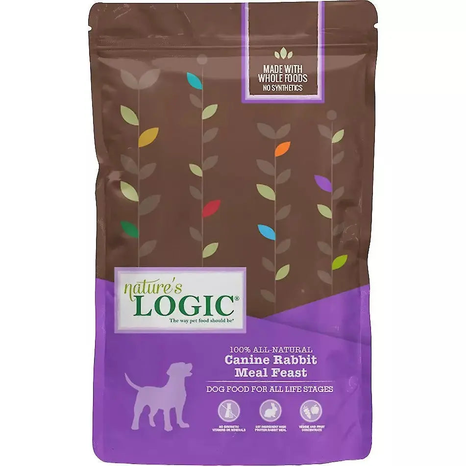 Wet dog food with lamb and rice for easy digestion and flavor-Nature's Logic Canine Rabbit Meal Feast Dry Dog Food