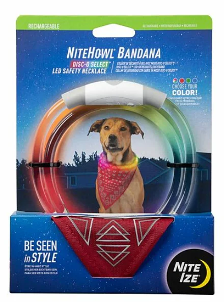 Best dog food with a high-fat content for active dogs and energy-Nite Ize NiteHowl Bandana LED Safety Necklace Red