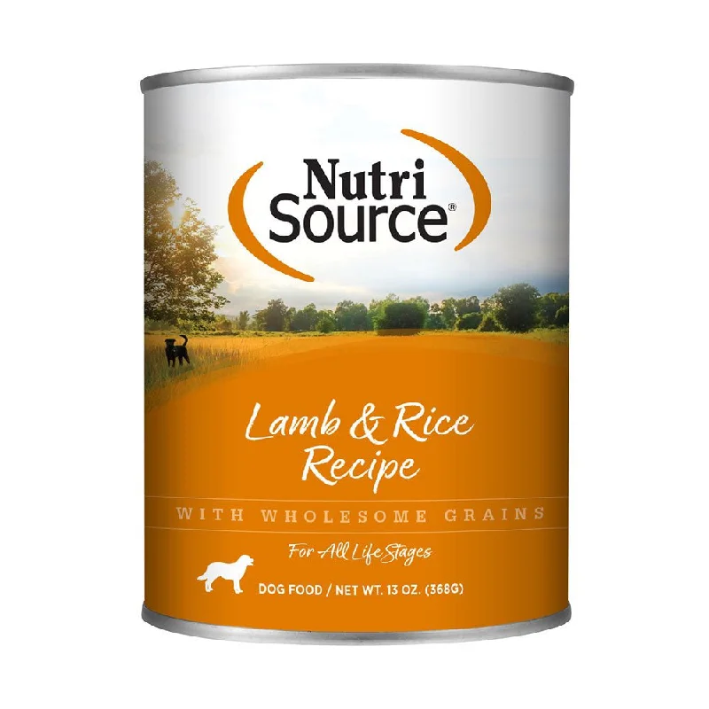 Best dog food for active puppies with energy-boosting ingredients and vitamins-Nutri Source Lamb and Rice ; All Life Stages ; Dog Food ; 13 oz can