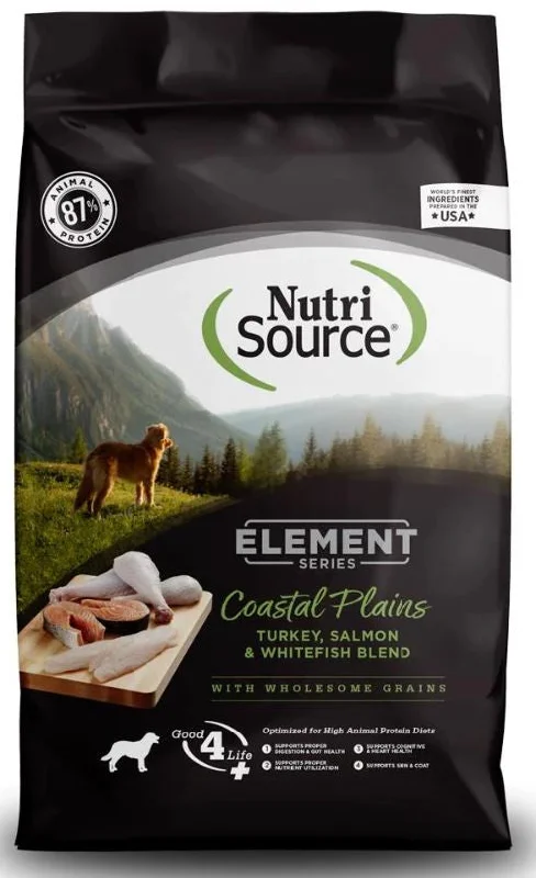 High-fiber dog food with chicory root for better digestion and gut health-Nutri Source Element Coastal Plains ; Dog Food ; 12 lb bag