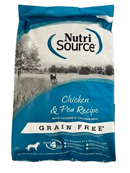 Best dog food with probiotics for a balanced gut microbiome and immune system-NutriSource Grain Free Dog Food, Chicken and Pea, 26lb