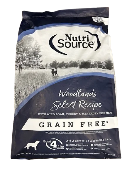 Dog food with no fillers like corn, wheat, or soy for a clean diet-NutriSource Dog Food, Grain Free Woodlands Select, 26lb