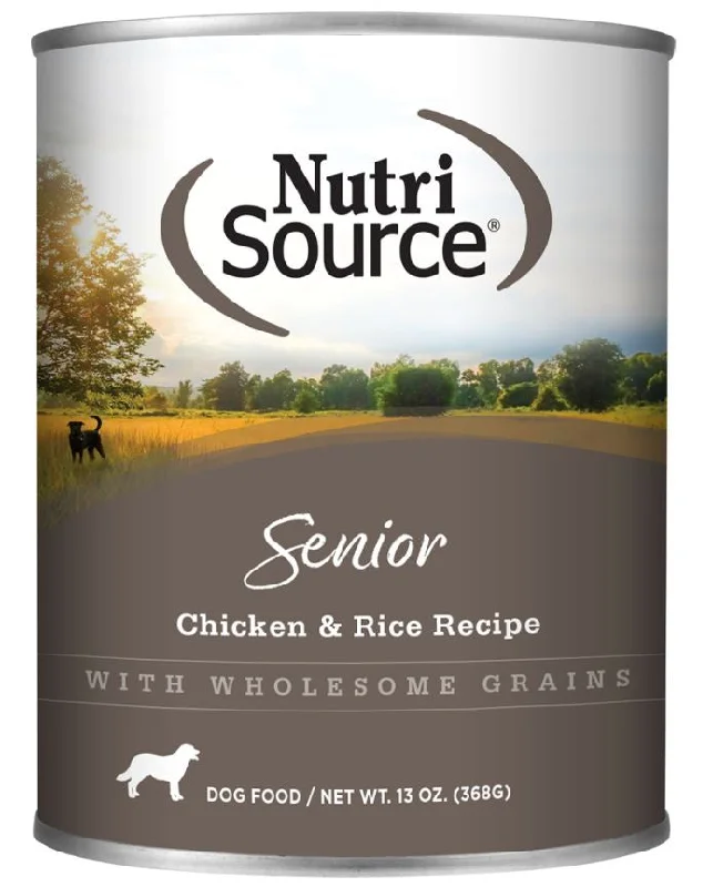 Dog food with probiotics and prebiotics for healthy digestion and gut flora-NutriSource Senior Dog Food, Chicken and Rice, 13 oz can