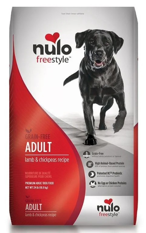 Grain-free dog food with pork for a novel protein and allergy-friendly option-Nulo Adult Dog Food, Grain Free Lamb, 24lb