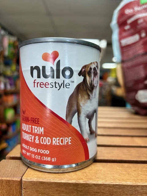 Best dog food for dogs with IBS with easily digestible, gentle ingredients-Nulo Adult Trim Dog Food, Grain Free Turkey/Cod 13 oz