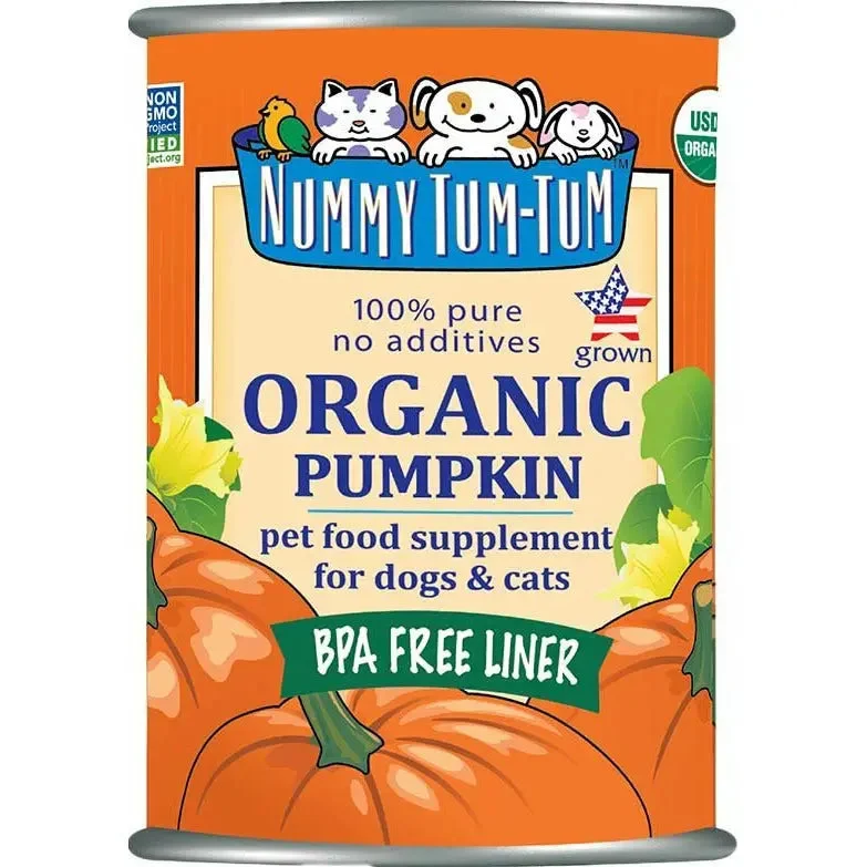 High-quality dog food with chicken fat for healthy skin, coat, and energy-Nummy Tum-Tum Pure Organic Pumpkin Canned Dog & Cat Food 12/15oz