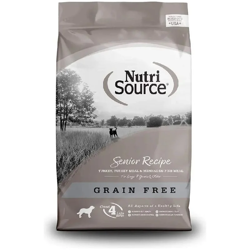 Grain-free dog food with turkey for a low-fat, high-protein diet-NutriSource Senior Recipe Food for Senior Dogs 15Lb