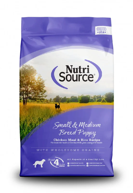 Limited ingredient dog food with duck for easy digestion and fewer allergens-NutriSource Small & Medium Breed Puppy Chicken & Rice Dry Dog Food