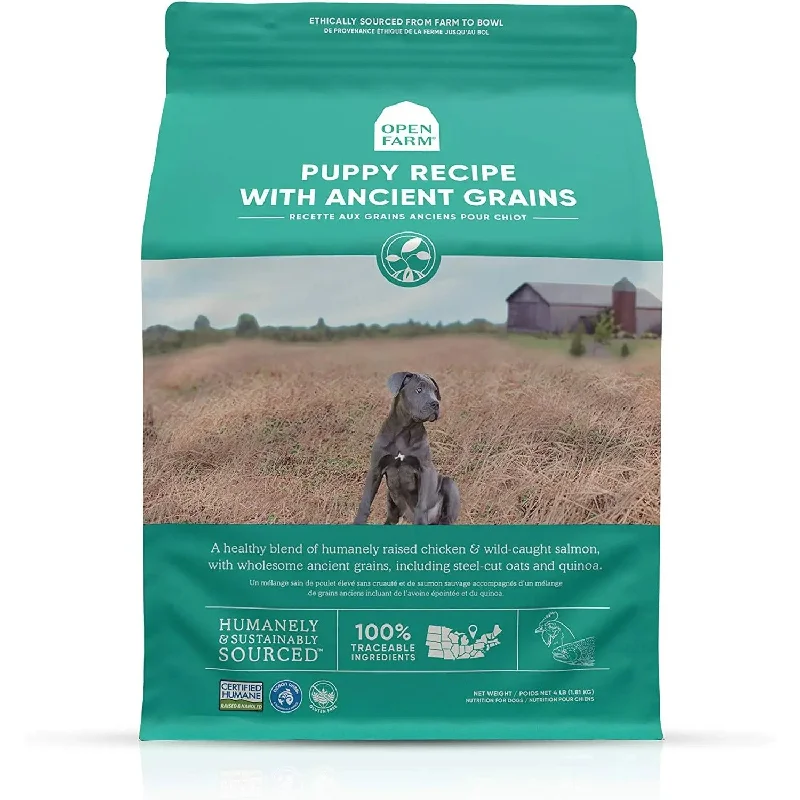 Dog food with kale and spinach for added vitamins and antioxidants-Open Farm® Ancient Grains High-Protein Dry Puppy Food