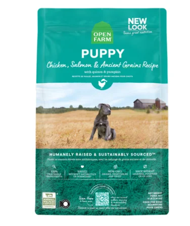 High-protein dog food with wild-caught fish for a clean protein source-Open Farm Ancient Grain Puppy