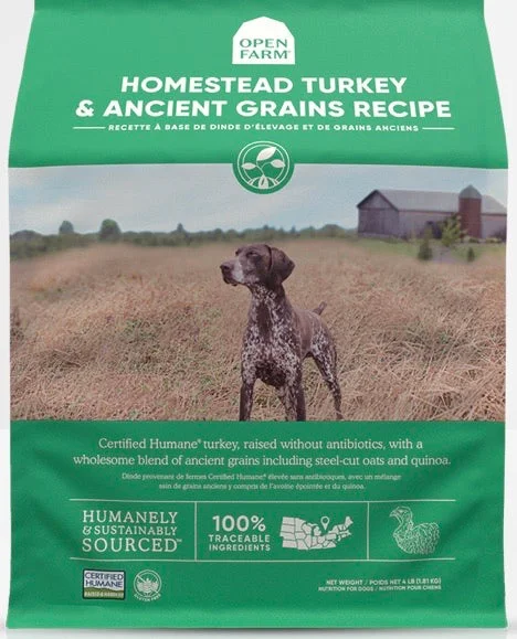 Best dog food for dogs with pancreatitis to support digestive health-Open Farm Ancient Grains Turkey