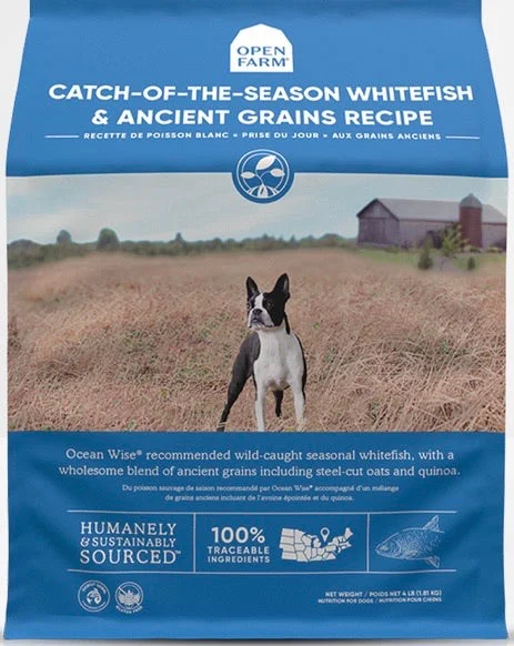 Best dog food for sensitive stomachs with easily digestible ingredients-Open Farm Ancient Grains Whitefish